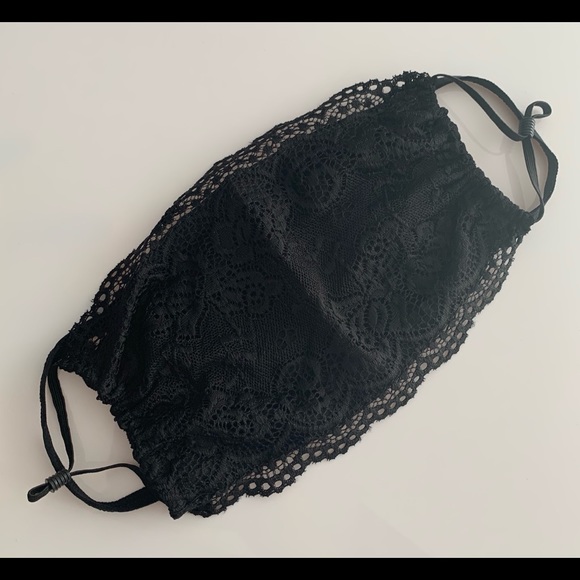 Black Lace Face Mask + BONUS cotton face mask - Picture 2 of 5